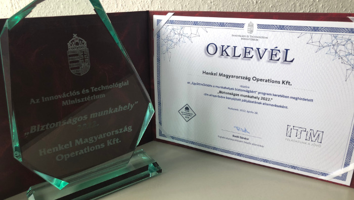 „Biztonságos munkahely” címet nyert a Henkel 