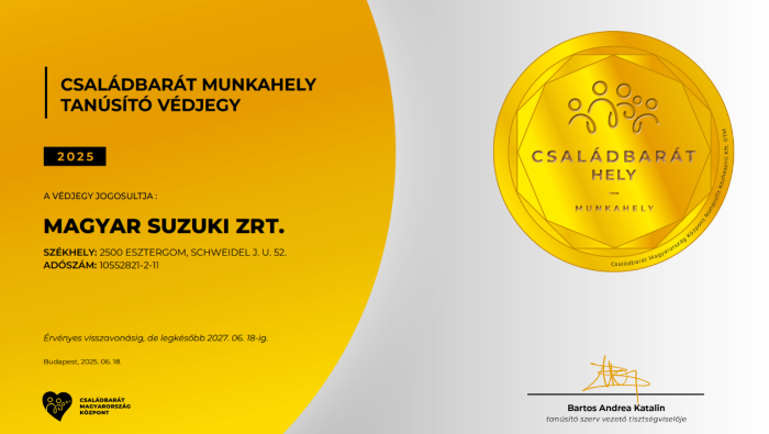 Újra Családbarát Munkahely lett a Suzuki