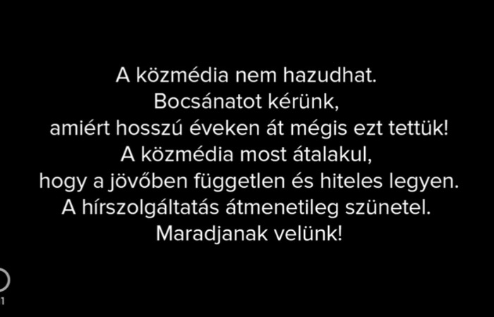 Leállt az M1 adása, csak egy üzenet olvasható: „Bocsánatot kérünk...”