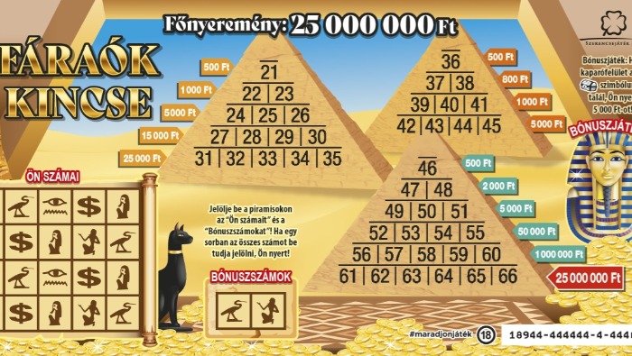 Megújul az egyik legnépszerűbb sorsjegy, a Fáraók Kincse