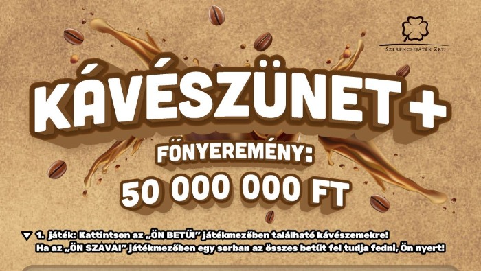 Egy sorsjeggyel akár 5 nyeremény - megérkezett a Kávészünet+ e-sorsjegy